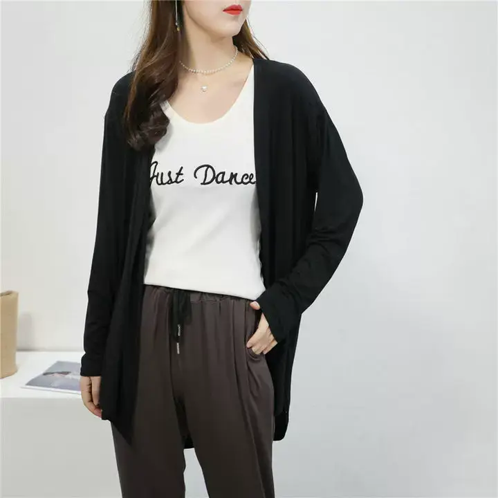 Women's White Modal Cardigan Large Loose Spring Summer Shirt — feature 10
