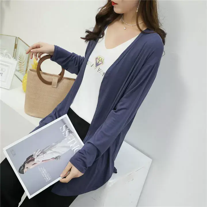 Women's White Modal Cardigan Large Loose Spring Summer Shirt — feature 14