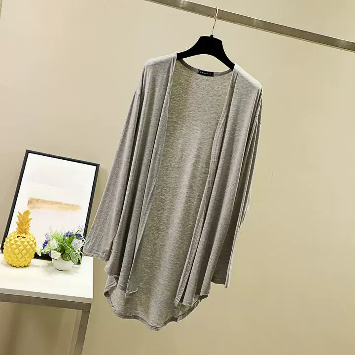 Women's White Modal Cardigan Large Loose Spring Summer Shirt — feature 26