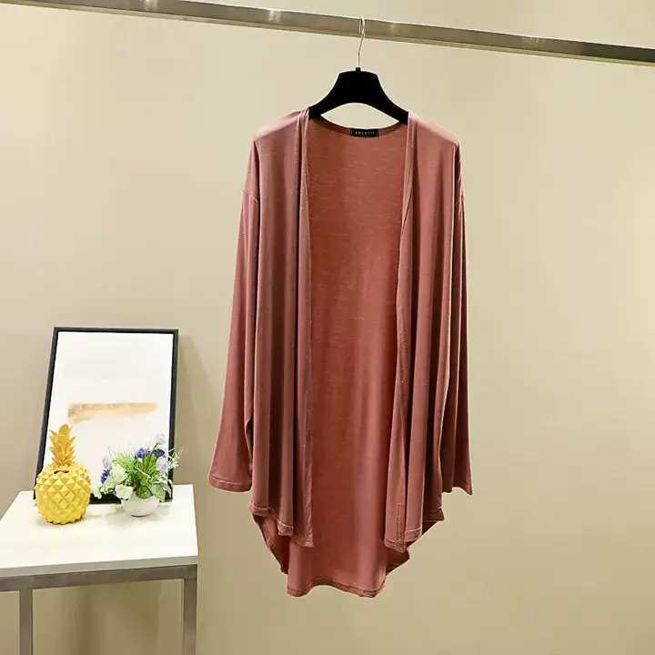 Women's White Modal Cardigan Large Loose Spring Summer Shirt — feature 28