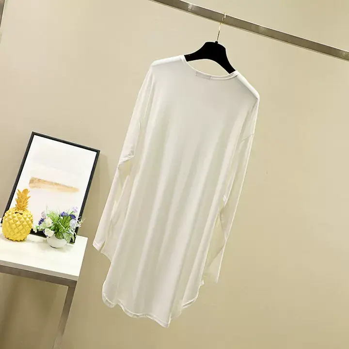 Women's White Modal Cardigan Large Loose Spring Summer Shirt — feature 33