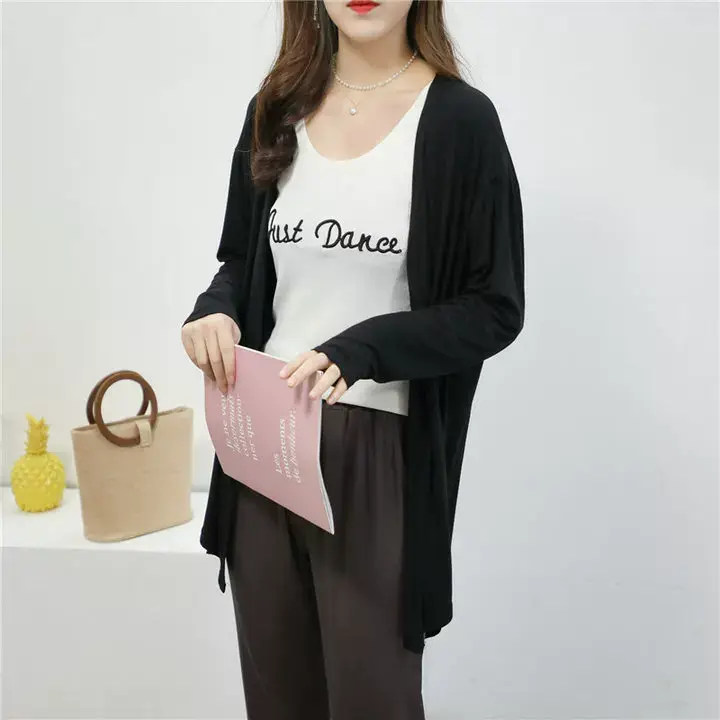 Women's White Modal Cardigan Large Loose Spring Summer Shirt — feature 6