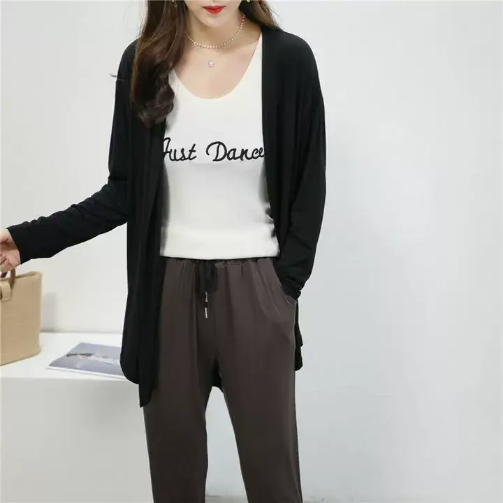 Women's White Modal Cardigan Large Loose Spring Summer Shirt — feature 9