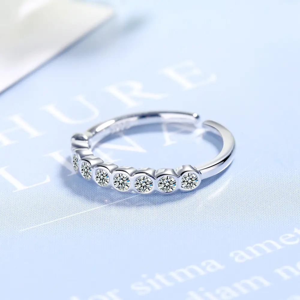 Women Japanese Korean Style Diamond Open Ring - Image 3