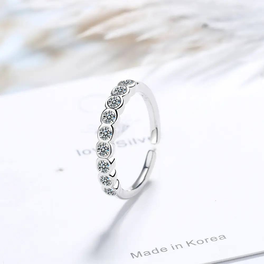 Women Japanese Korean Style Diamond Open Ring - Image 4