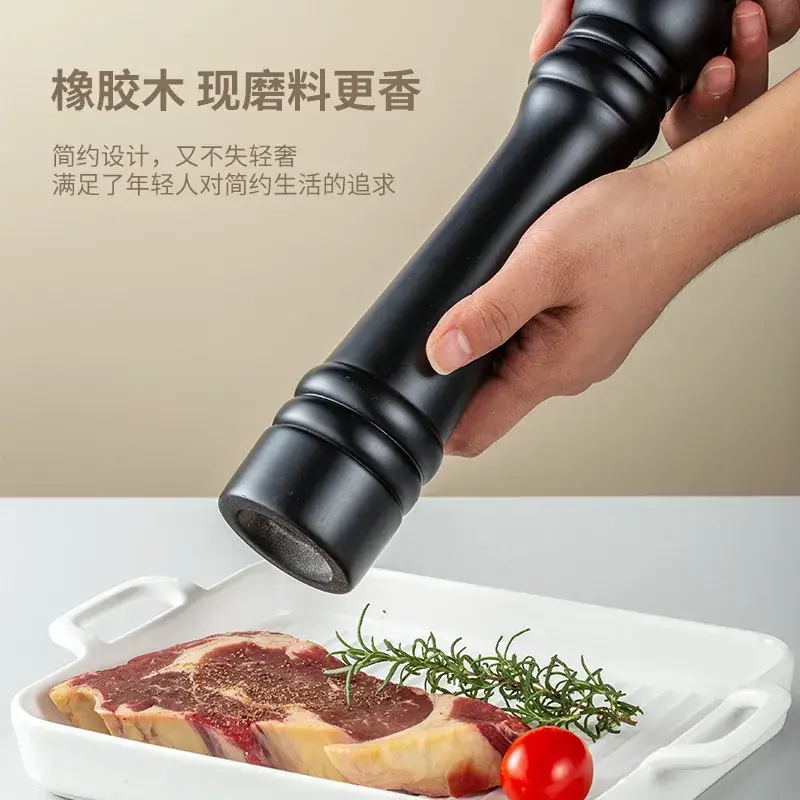 Black Manual Pepper Grinder with Ceramic Core - Image 2