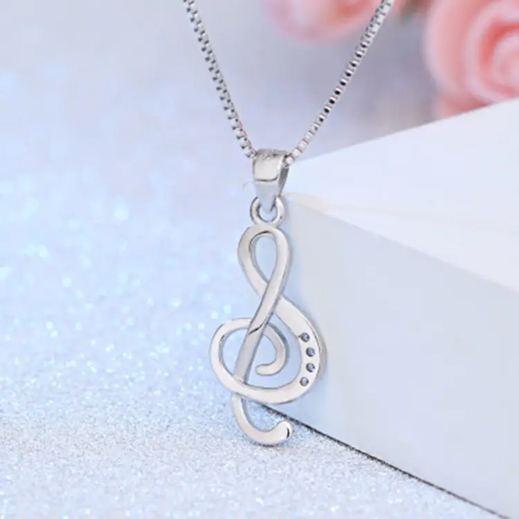 Silver Musical Note Pendant for Women - Image 3