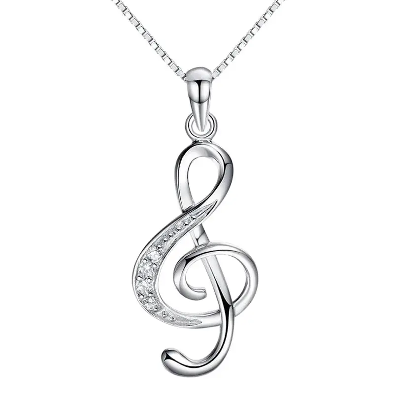Silver Musical Note Pendant for Women