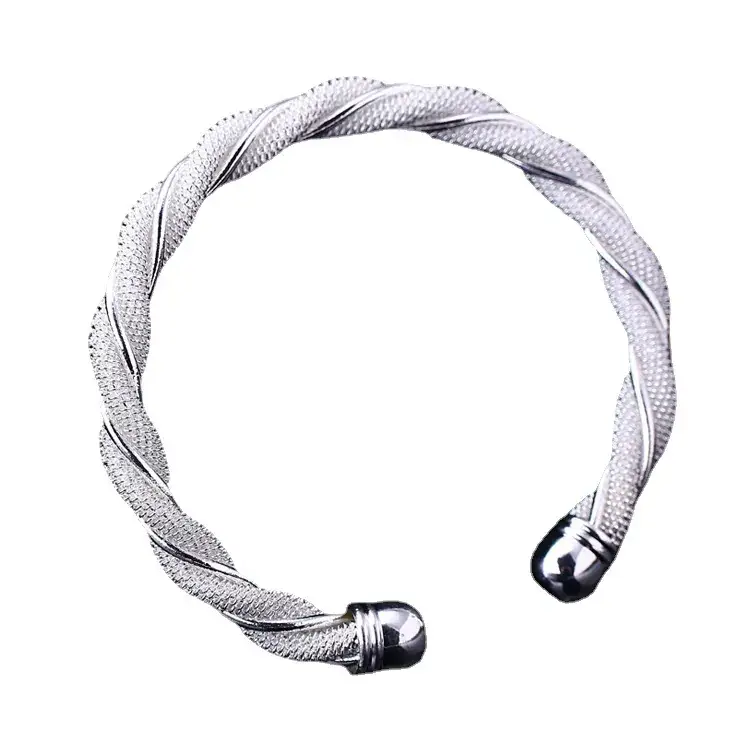 Yibaijia European and American Internet Intertwined Bracelets Silver-Plated Twist Braided Bracelets Mesh Braided Bracelets Open Bracelets