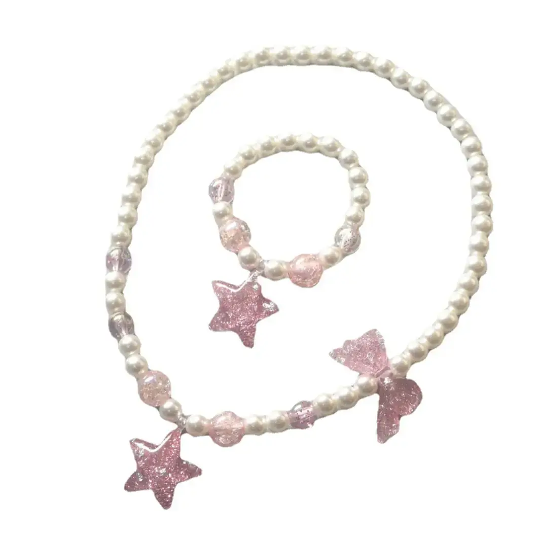 Cartoon Colorful Pearl Butterfly Necklace Set for Girls - Image 14