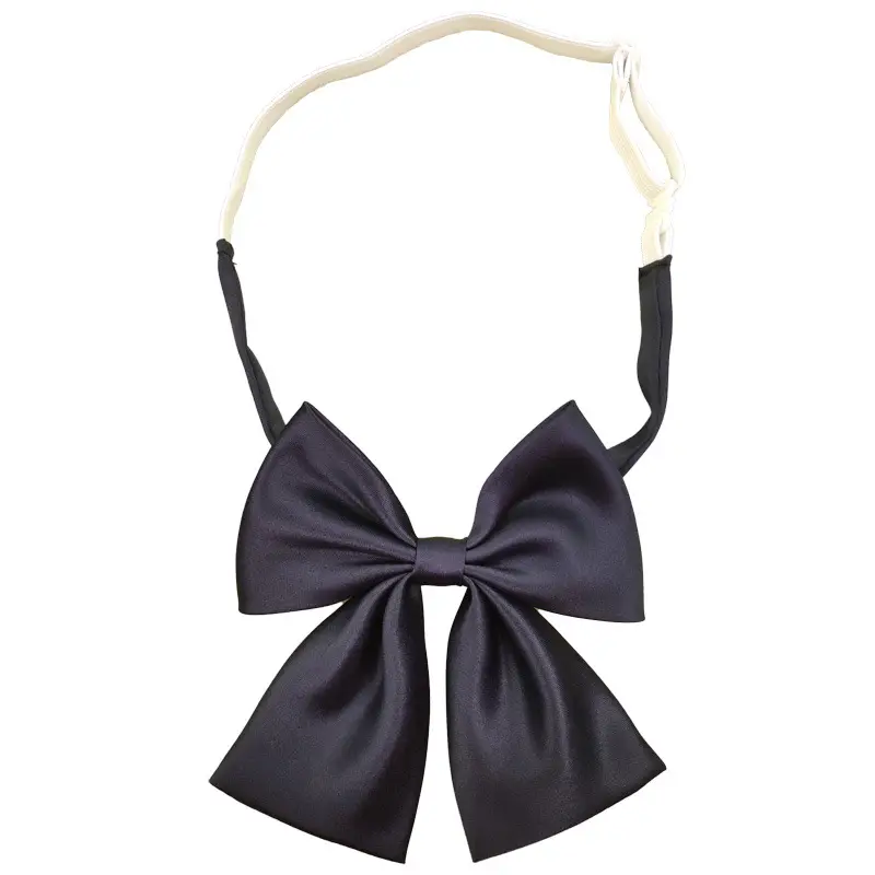 Navy Blue Satin Tie Bow Women's Uniform Accessory