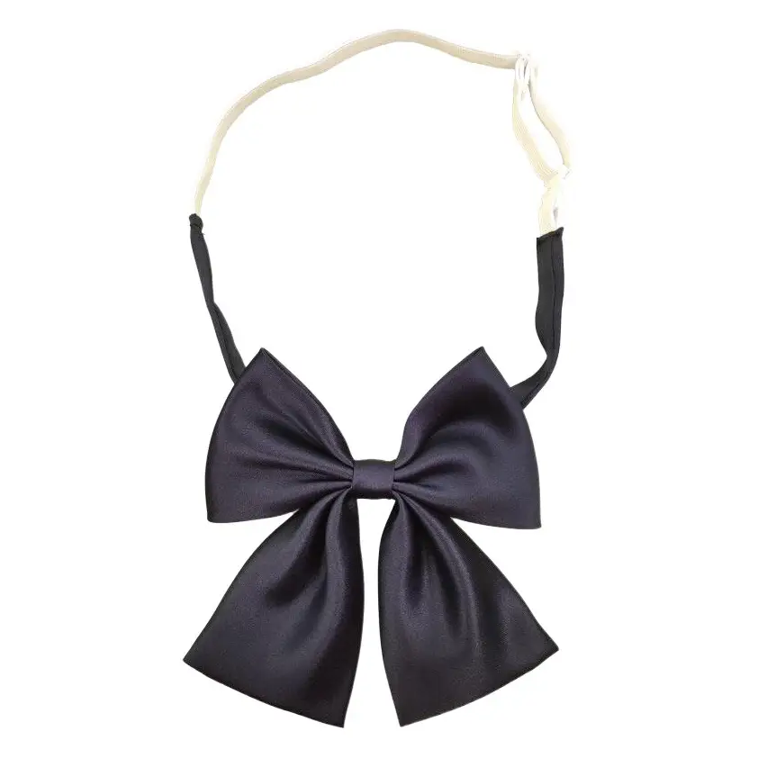 Navy Blue Satin Tie Bow Women's Uniform Accessory