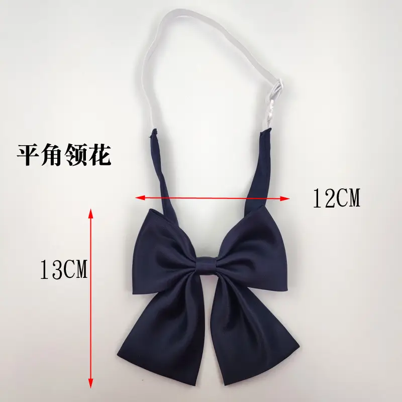 Navy Blue Satin Tie Bow Women's Uniform Accessory