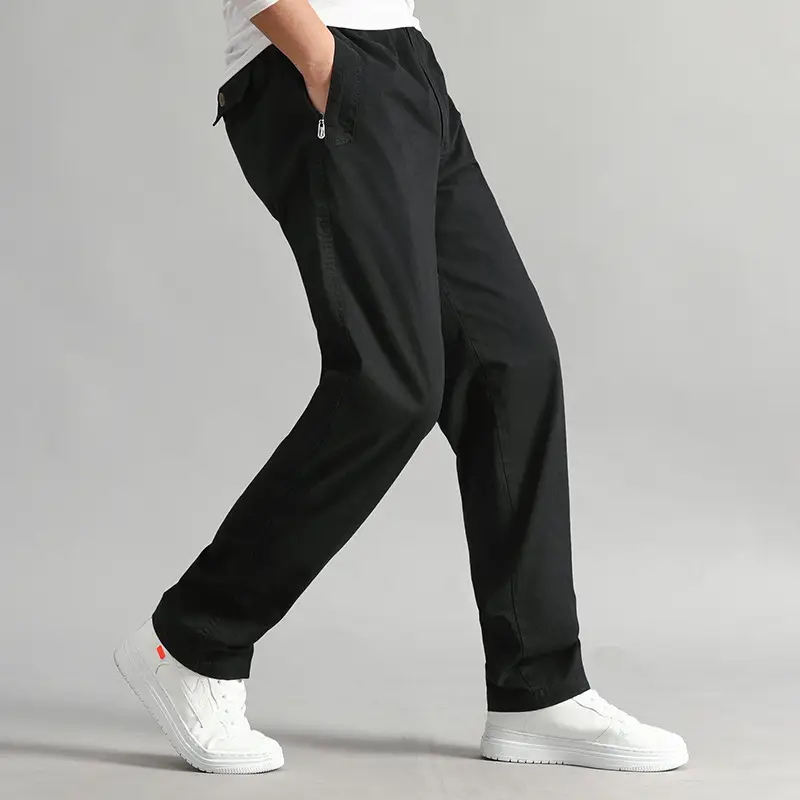Men Black Korean Style Loose Fit Pants - Image 2