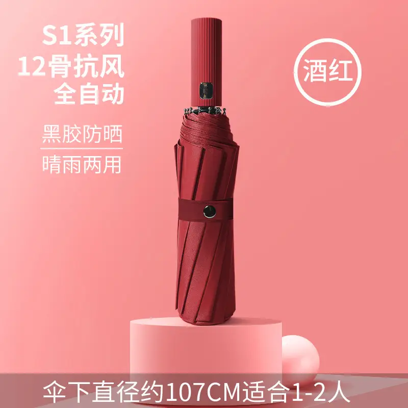 Black Full-Automatic Wind-Resistant Umbrella for Men Women - Image 26