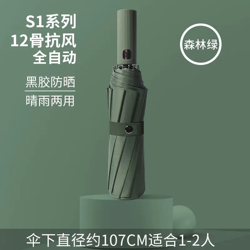 Black Full-Automatic Wind-Resistant Umbrella for Men Women - Image 27