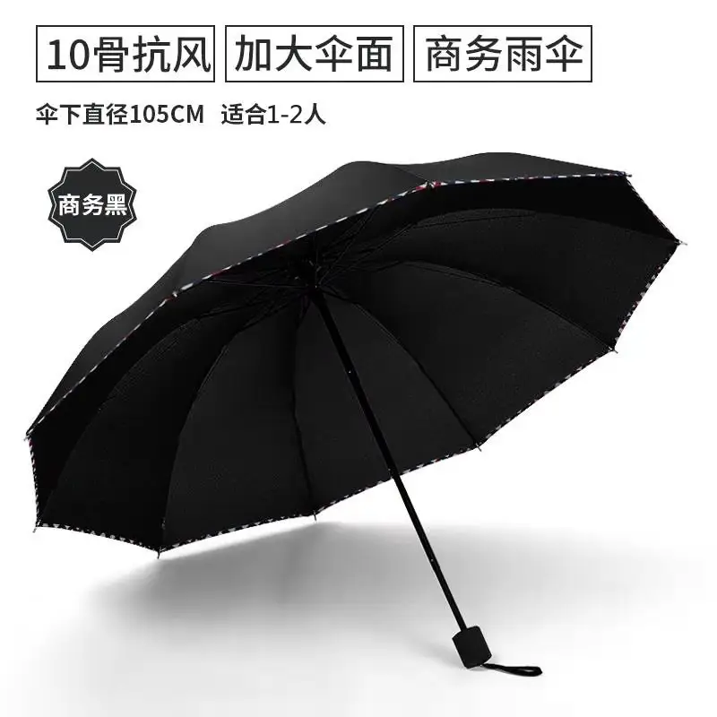 Black Full-Automatic Wind-Resistant Umbrella for Men Women - Image 3