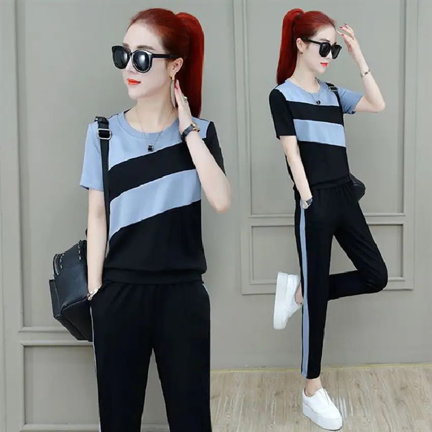 Women Korean Style Sports Suit Summer Loose Large