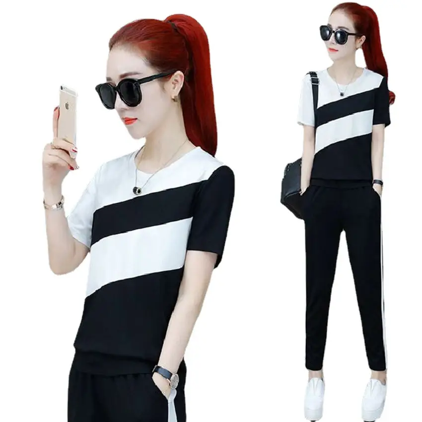 Women Korean Style Sports Suit Summer Loose Large