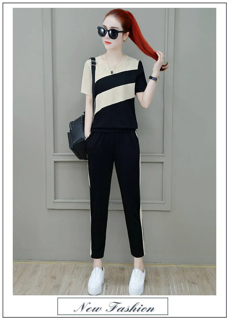 Women Korean Style Sports Suit Summer Loose Large — feature 11