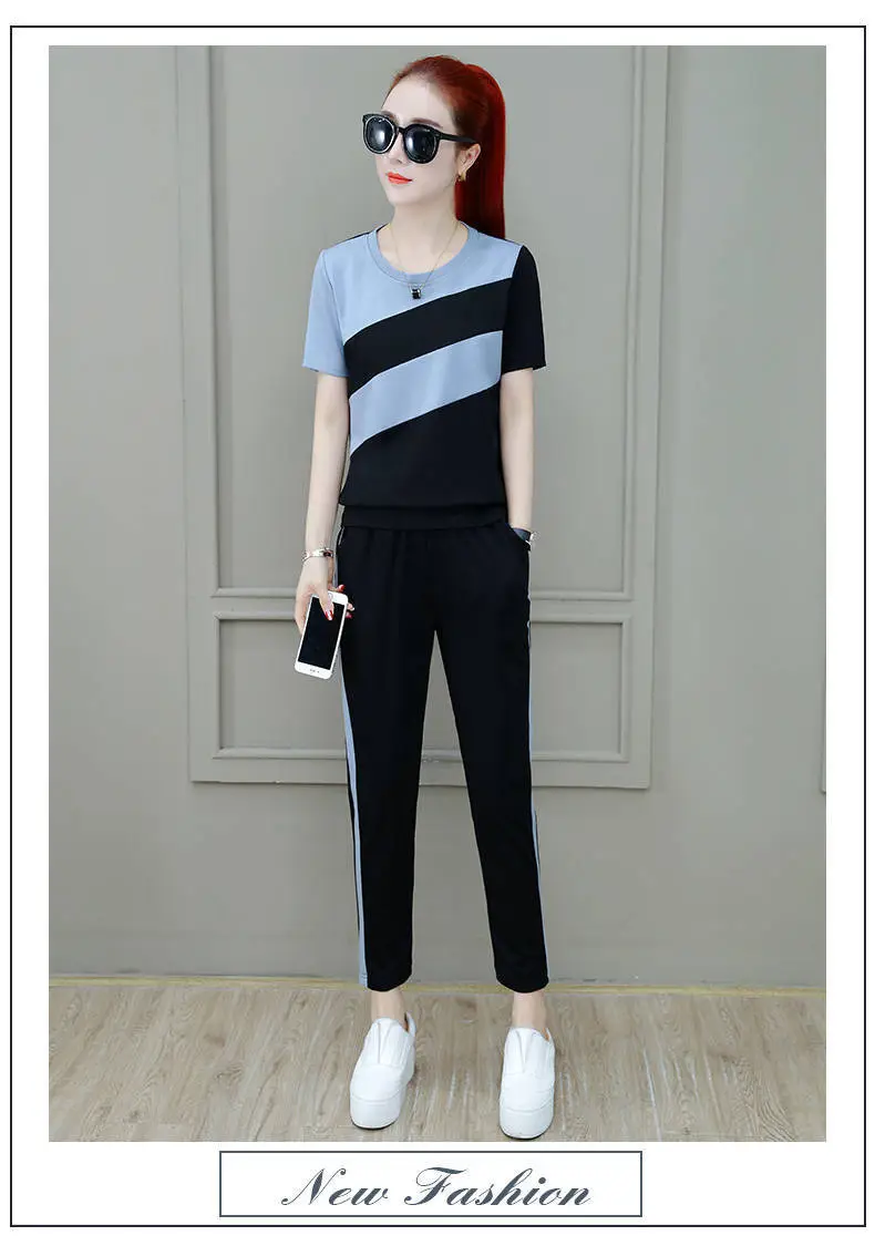 Women Korean Style Sports Suit Summer Loose Large — feature 14