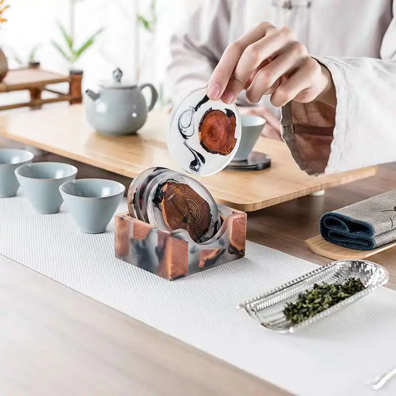 Zen Resin Pine Coaster for Home Office Tea Set - Image 5