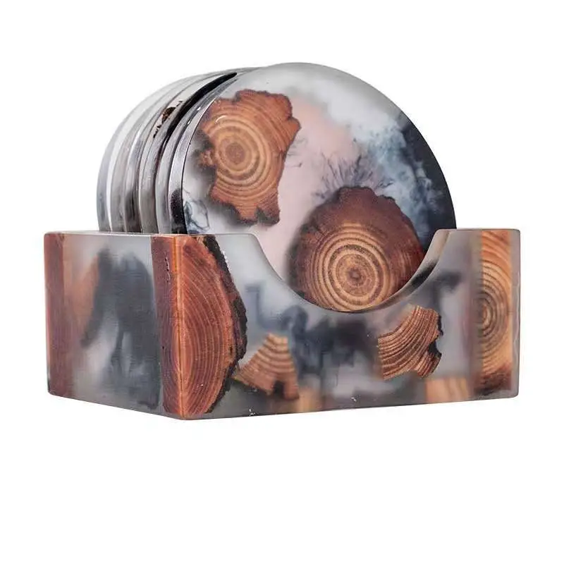 Zen Resin Pine Coaster for Home Office Tea Set - Image 8