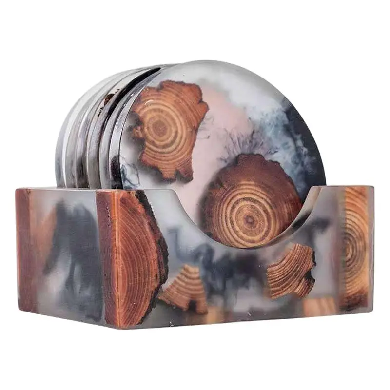 Zen Resin Pine Coaster for Home Office Tea Set