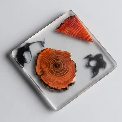 Zen Resin Pine Coaster for Home Office Tea Set - Image 2