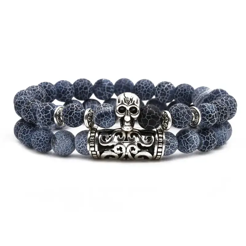 Blue Beaded Bracelet with Owl & Buddha Design - Image 2