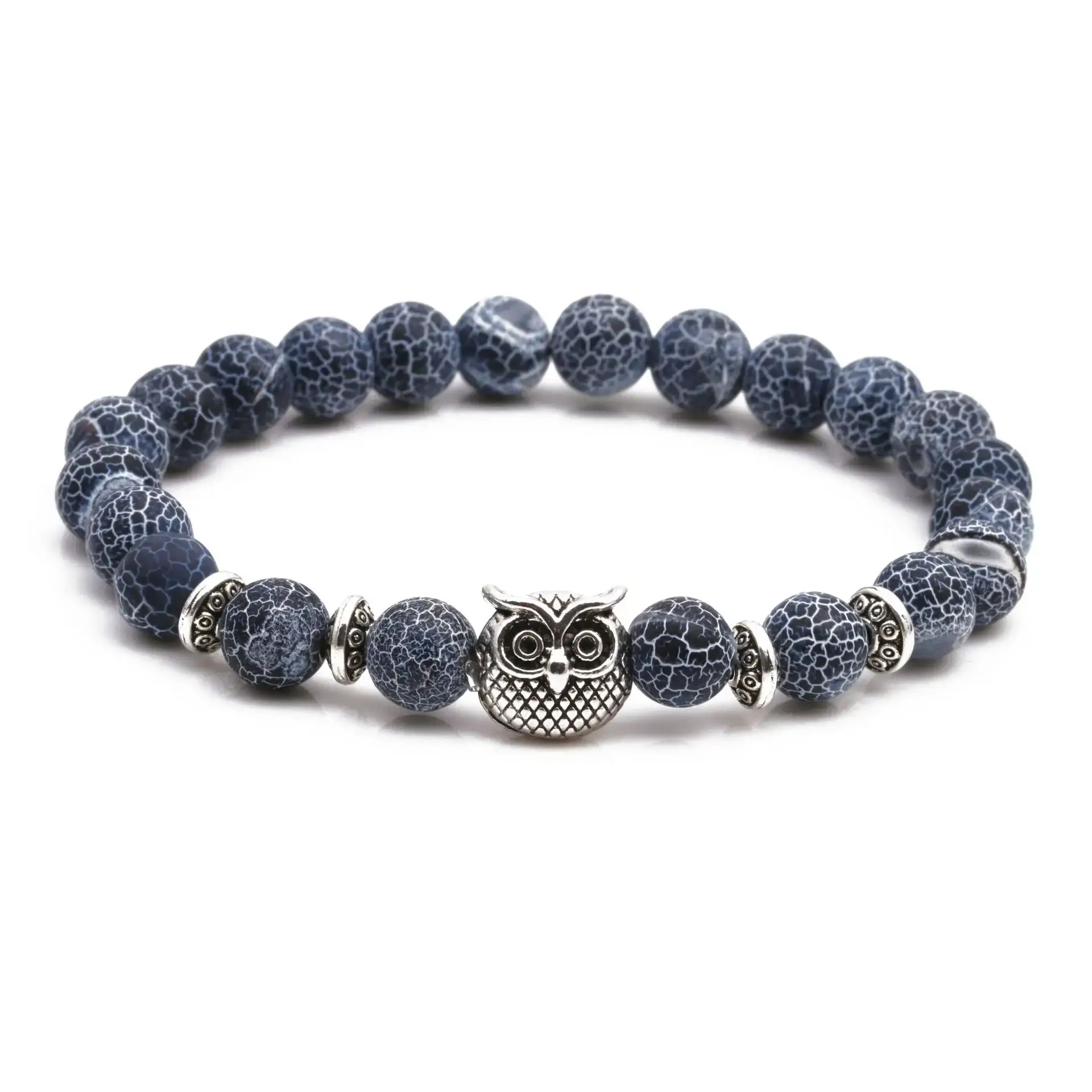 Blue Beaded Bracelet with Owl & Buddha Design - Image 17