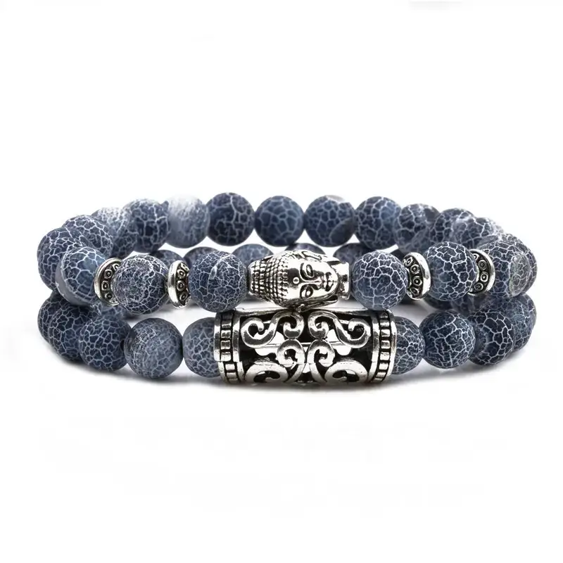 Blue Beaded Bracelet with Owl & Buddha Design - Image 8