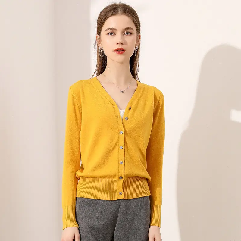 Women's Grey Knitted V-Neck Cardigan Coat - Image 5