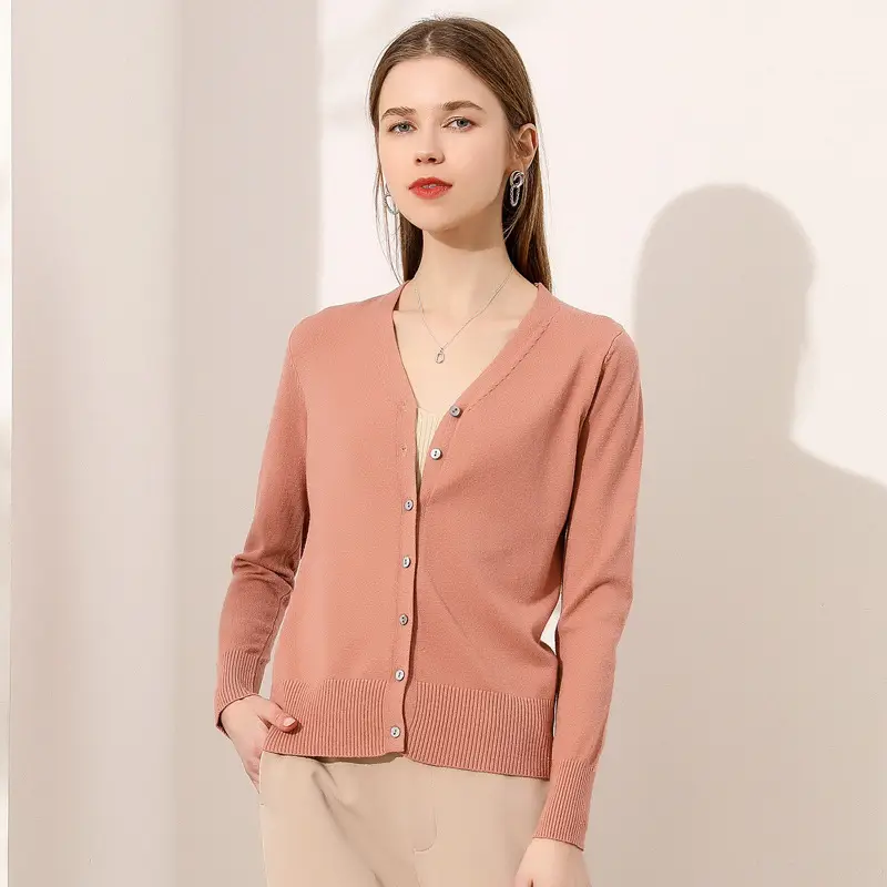 Women's Grey Knitted V-Neck Cardigan Coat - Image 8