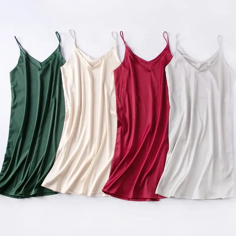 Women's Ice Silk Textured Nightgown with Chain Bag - Image 7