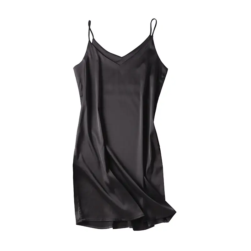 Women's Ice Silk Textured Nightgown with Chain Bag - Image 9