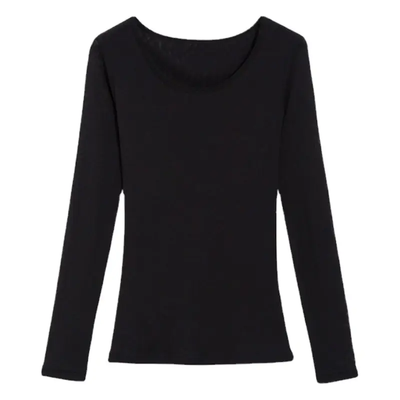Elegant Women's White Long Sleeve T-Shirt with Glitter Silk Detail