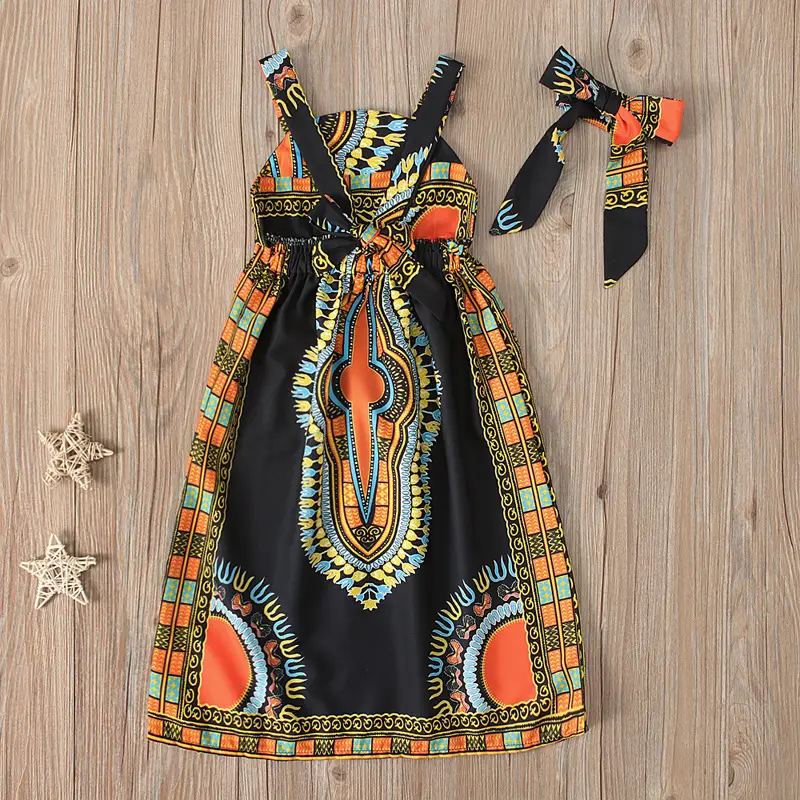 Girls African Print Sleeveless Dress Two Piece Set — feature 10