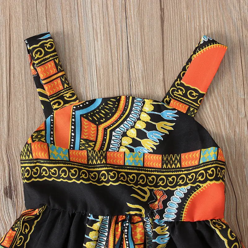 Girls African Print Sleeveless Dress Two Piece Set — feature 12