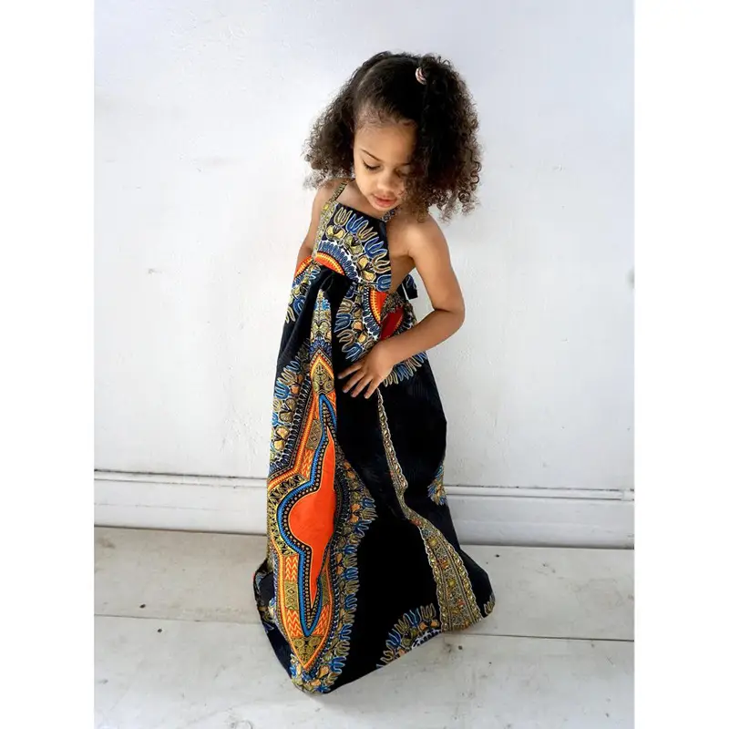 Girls African Print Sleeveless Dress Two Piece Set — feature 2