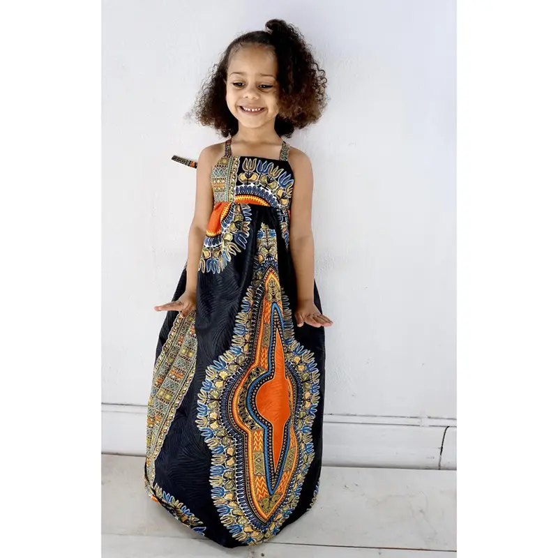 Girls African Print Sleeveless Dress Two Piece Set — feature 3