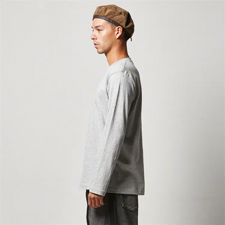 Men's Grey Long Sleeve Pure Cotton T-Shirt XS-2XL — feature 6