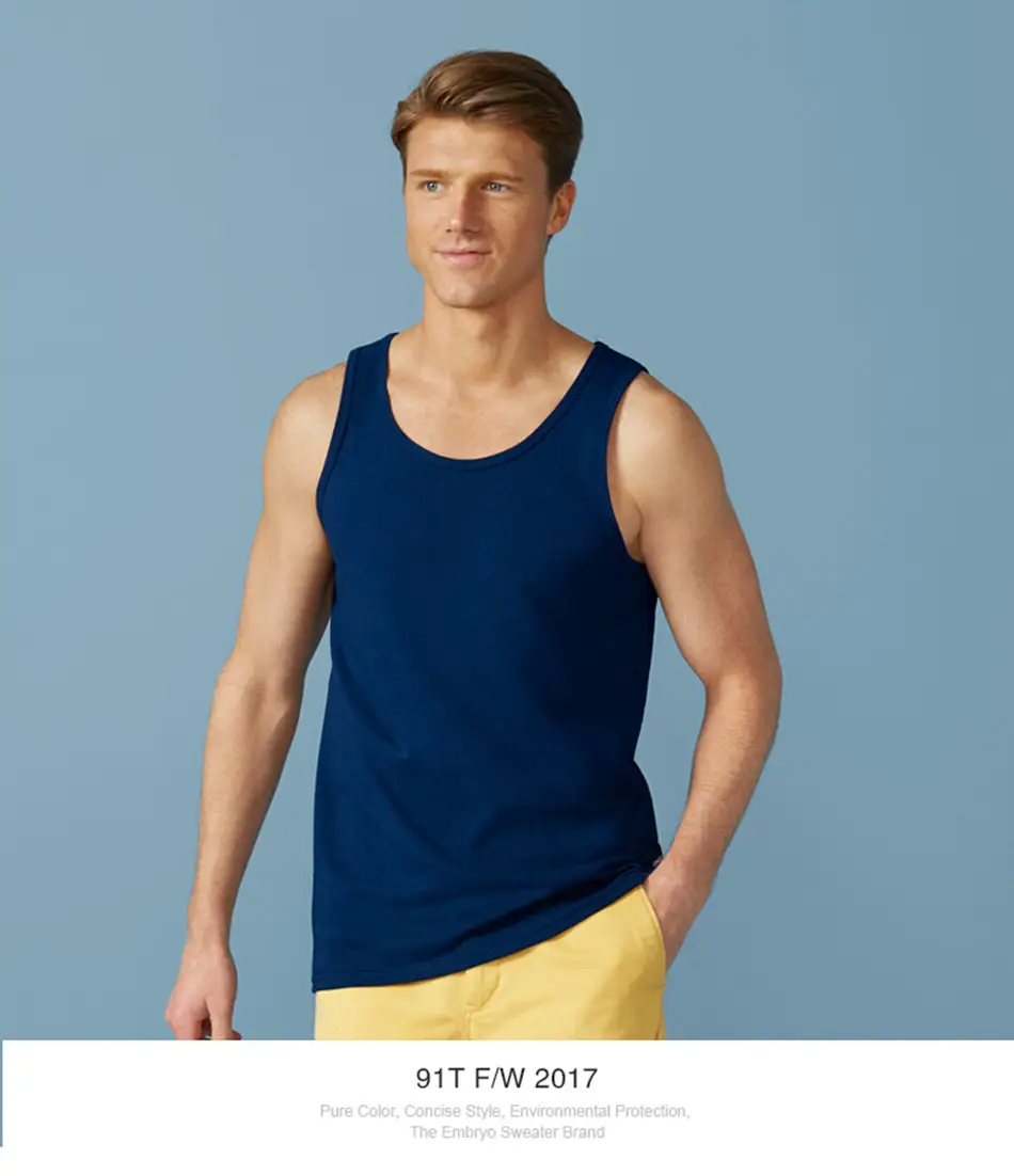 Men's Pure Cotton Sleeveless Vests White — feature 2