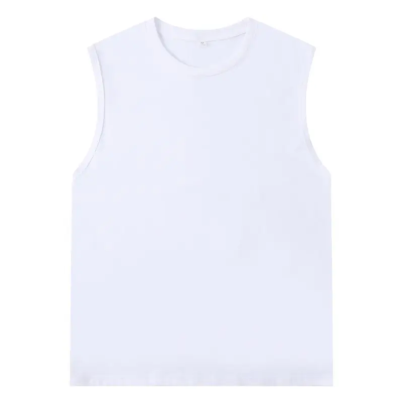Men's Pure Cotton Sleeveless Vests White - Image 2