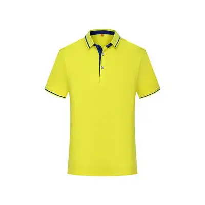 Men Neon Green Polo T-Shirt with White Trim