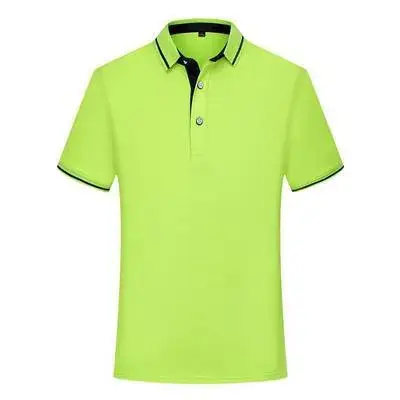 Men Neon Green Polo T-Shirt with White Trim