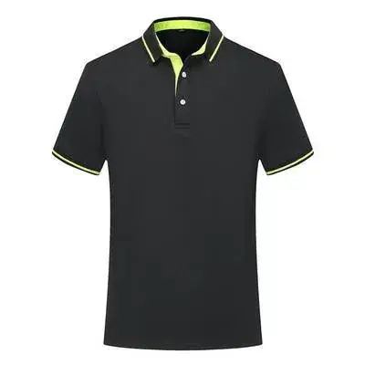 Men Neon Green Polo T-Shirt with White Trim