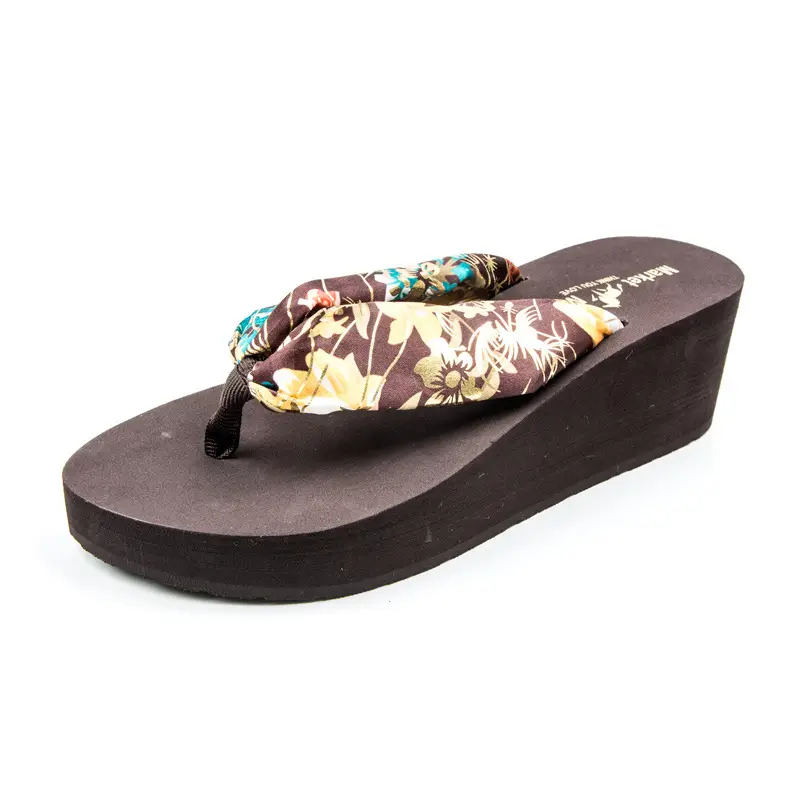 Thick-Soled Flip-Flops for Women, Bohemian Casual High-Heeled Non-Slip Platform Beach Shoes, Non-Slip and Wear-Resistant