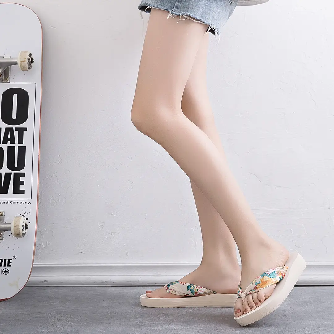 Bohemian Slippers for Women, Summer Outdoor Wear, Mid-Heel Silk Flip-Flops, Casual Non-Slip Beach Sandals, Wear-Resistant - Image 6
