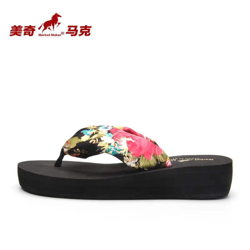 Bohemian Slippers for Women, Summer Outdoor Wear, Mid-Heel Silk Flip-Flops, Casual Non-Slip Beach Sandals, Wear-Resistant - Image 2